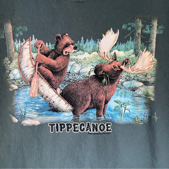 The Mountain T-shirt 100% Cotton Moose Bear Canoe Men’s Size Medium - Picture 4 of 6